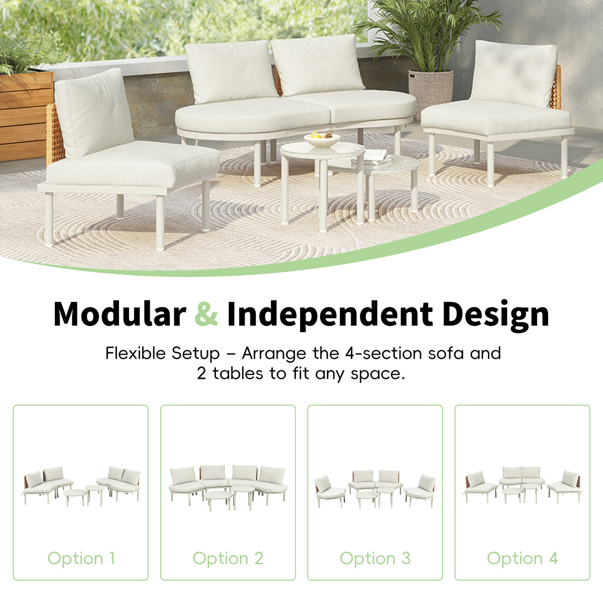 Outdoor sofa set Woven Outdoor Loveseat with Beige Cushions and Steel Frame