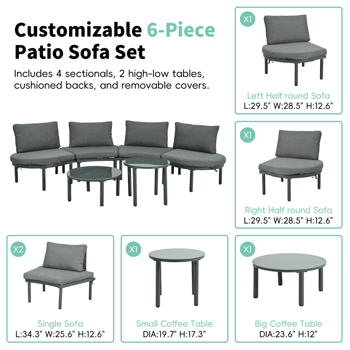Outdoor sofa set Woven Outdoor Loveseat with Beige Cushions and Steel Frame