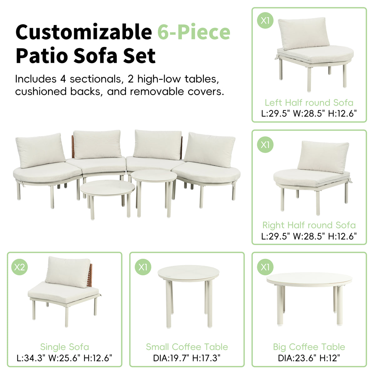 Outdoor sofa set Woven Outdoor Loveseat with Beige Cushions and Steel Frame