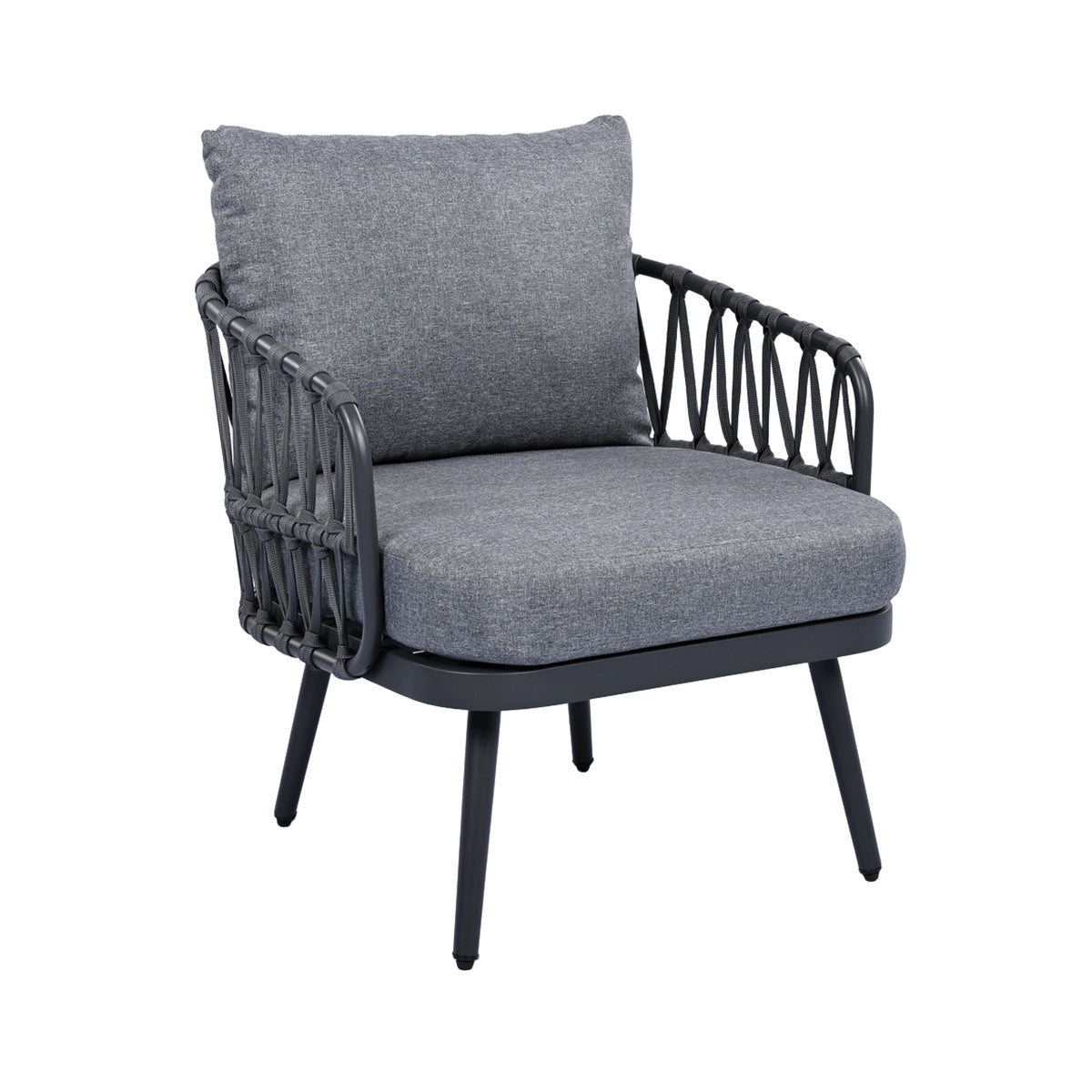 Outdoor sofa set Woven Outdoor Loveseat with Gray Cushions and Steel Frame