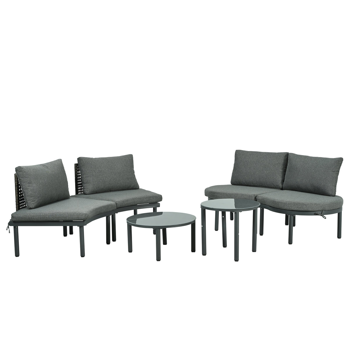 Outdoor sofa set Woven Outdoor Loveseat with Beige Cushions and Steel Frame