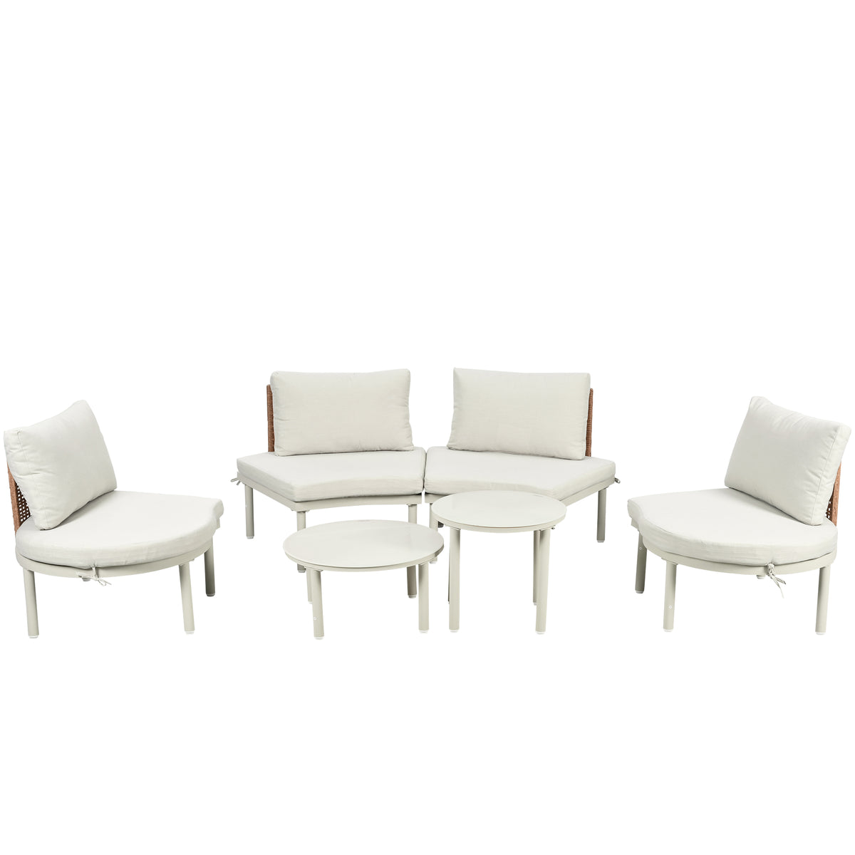 Outdoor sofa set Woven Outdoor Loveseat with Beige Cushions and Steel Frame
