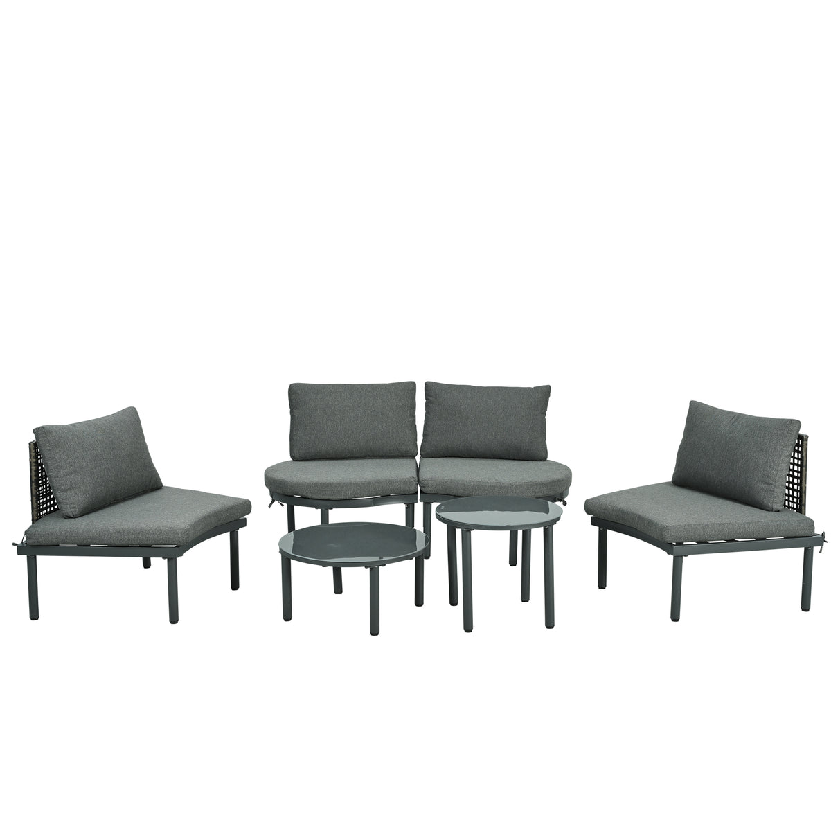 Outdoor sofa set Woven Outdoor Loveseat with Beige Cushions and Steel Frame