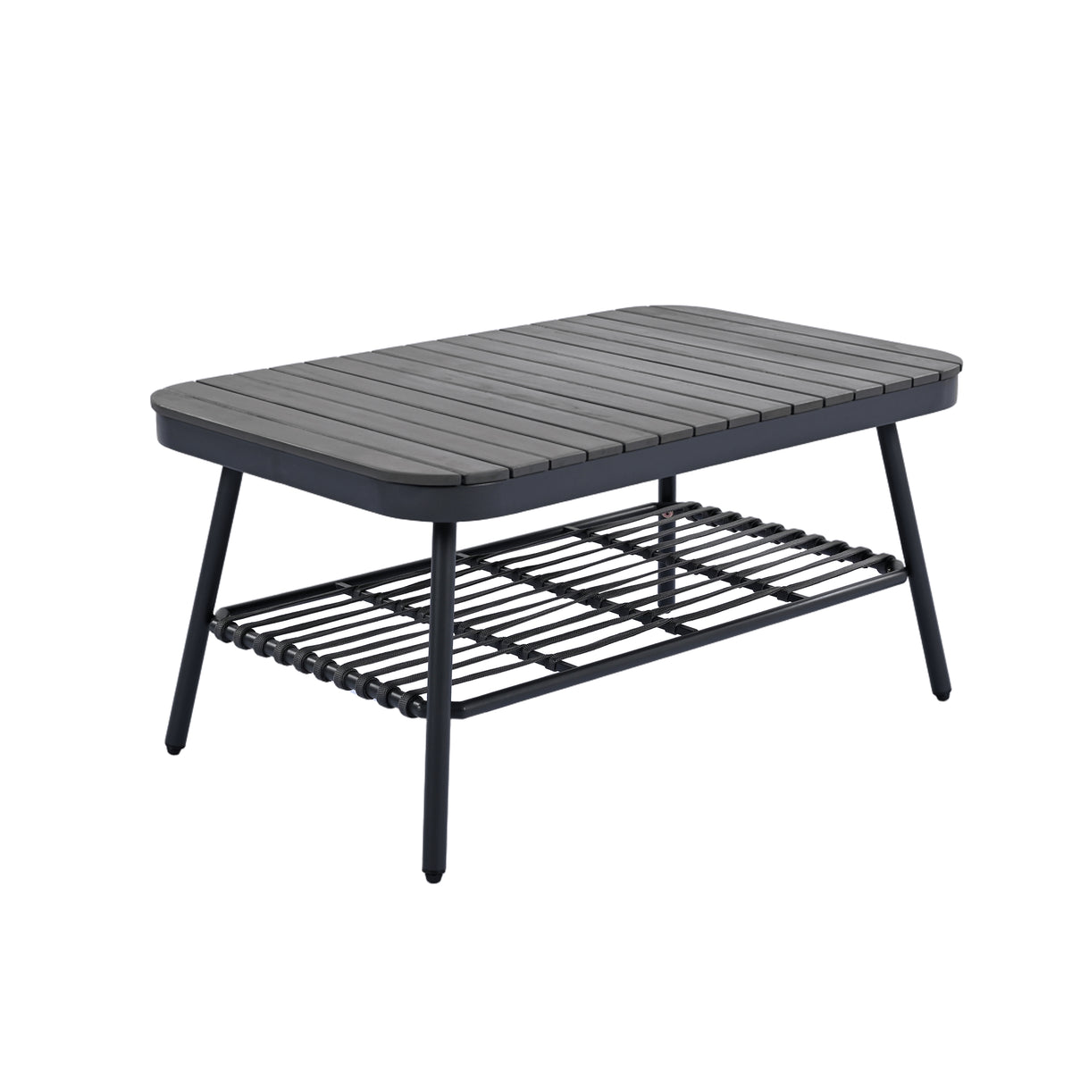 Outdoor sofa set Woven Outdoor Loveseat with Gray Cushions and Steel Frame
