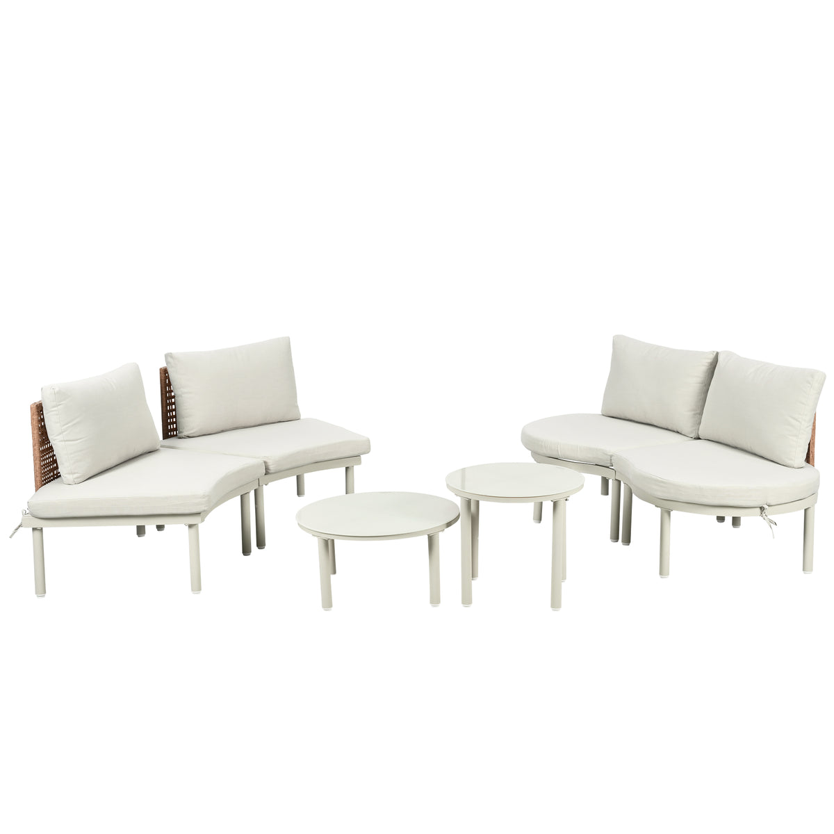 Outdoor sofa set Woven Outdoor Loveseat with Beige Cushions and Steel Frame