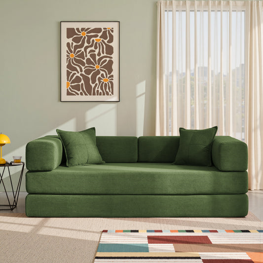 81.6-in King Size Convertible Sleeper Sofa Bed With 2 Pillows