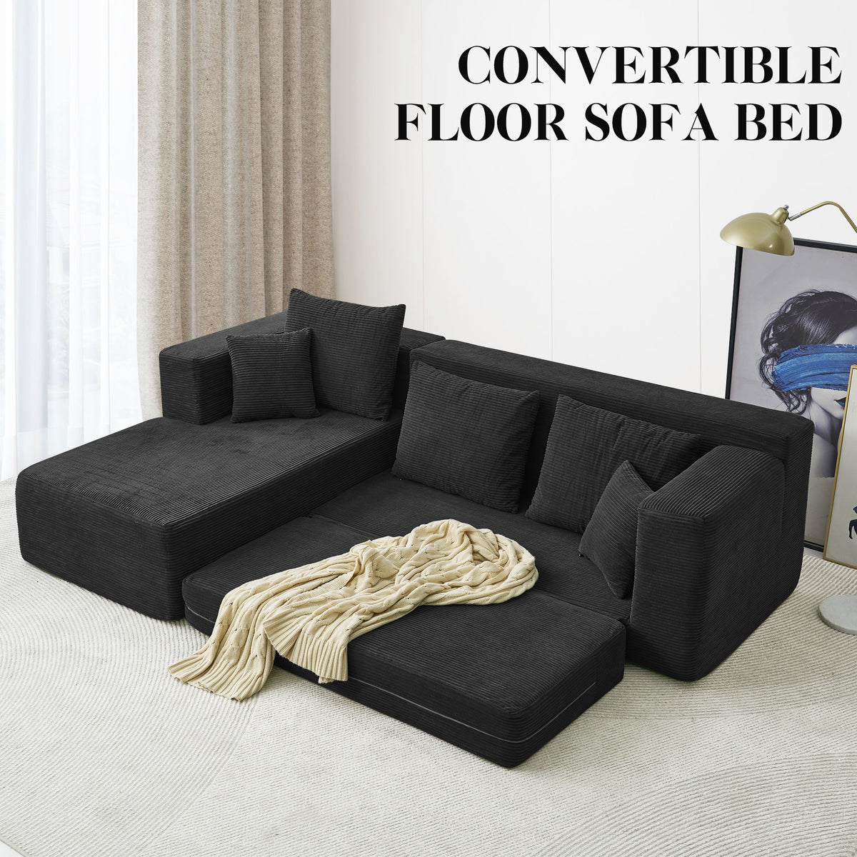 120-in Comfy Cloud Couch U Shaped Sectional Sofa Modular Sectional Sofa 5-Seater Comfy Cloud Couch with Movable Ottomans Chenille Sofa Sleeper Deep Seat Couches for Living Room With Two Ottomans