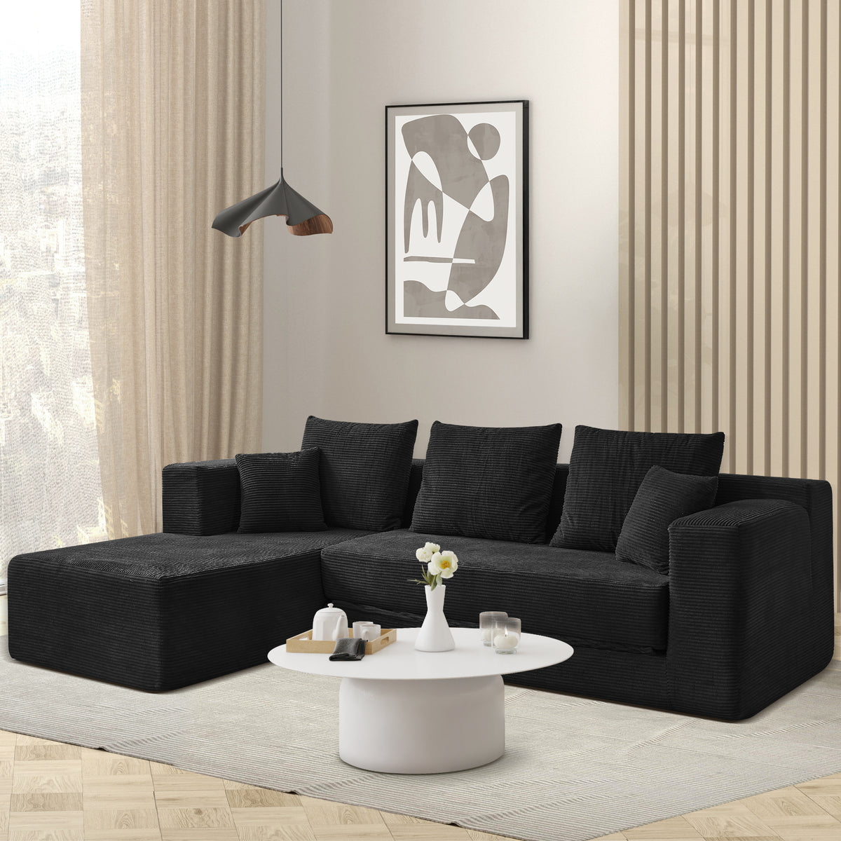 120-in Comfy Cloud Couch U Shaped Sectional Sofa Modular Sectional Sofa 5-Seater Comfy Cloud Couch with Movable Ottomans Chenille Sofa Sleeper Deep Seat Couches for Living Room With Two Ottomans