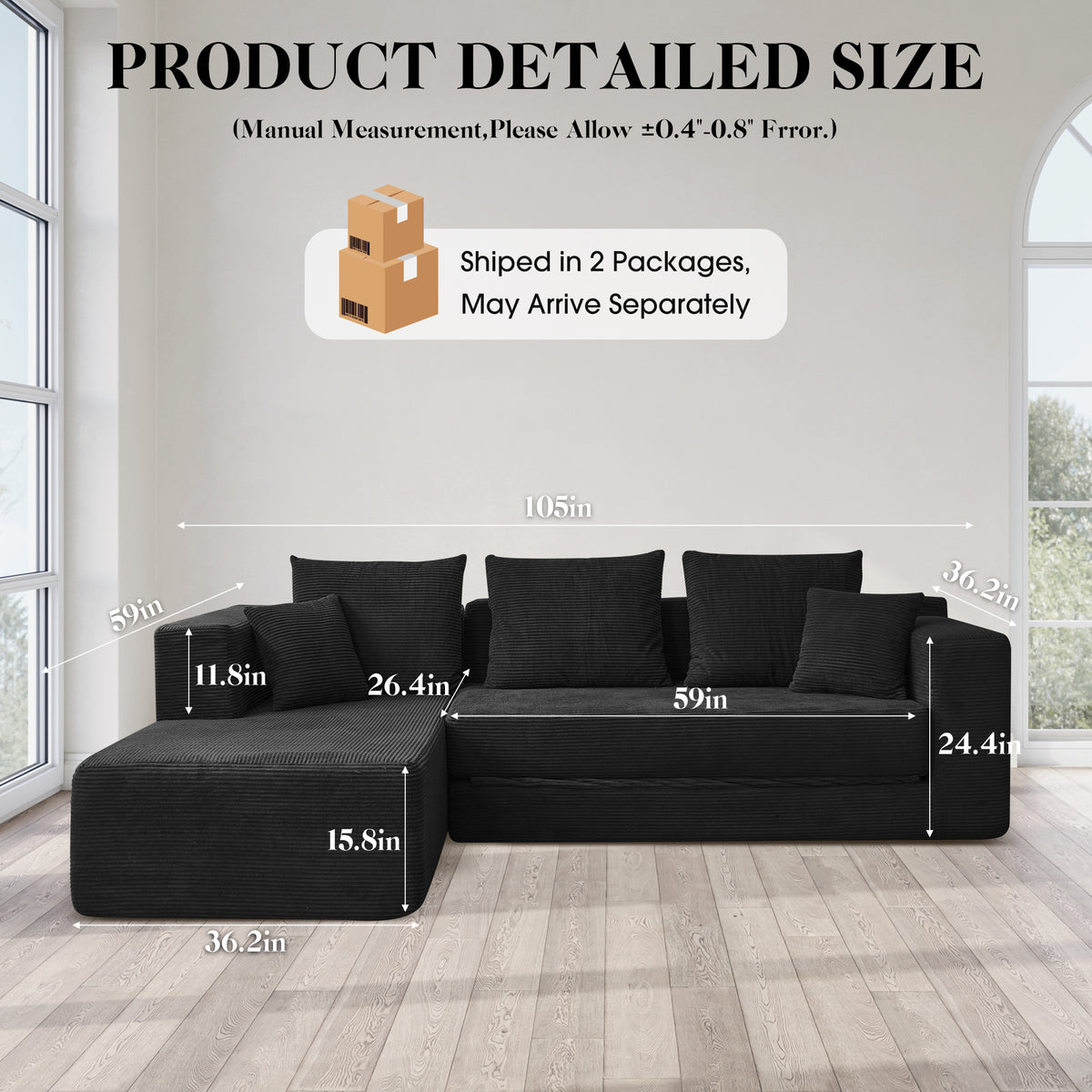 120-in Comfy Cloud Couch U Shaped Sectional Sofa Modular Sectional Sofa 5-Seater Comfy Cloud Couch with Movable Ottomans Chenille Sofa Sleeper Deep Seat Couches for Living Room With Two Ottomans