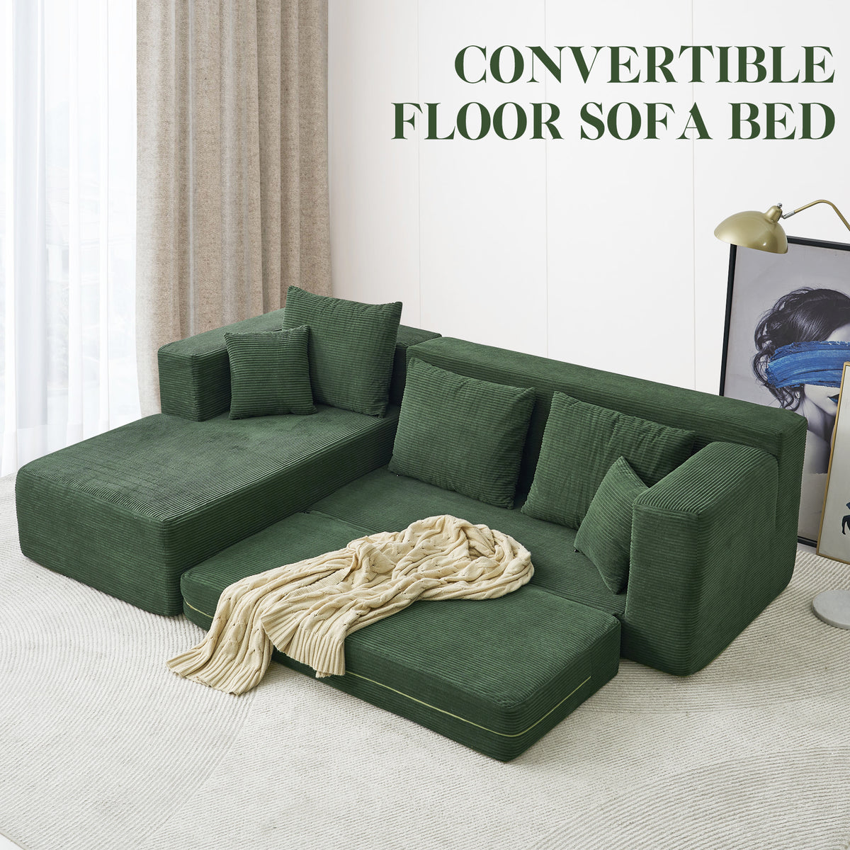 120-in Comfy Cloud Couch U Shaped Sectional Sofa Modular Sectional Sofa 5-Seater Comfy Cloud Couch with Movable Ottomans Chenille Sofa Sleeper Deep Seat Couches for Living Room With Two Ottomans
