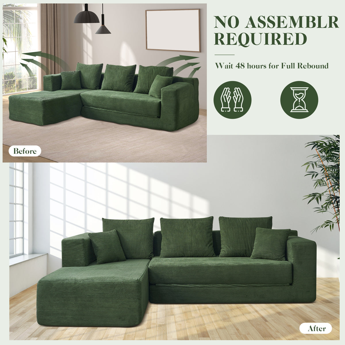 120-in Comfy Cloud Couch U Shaped Sectional Sofa Modular Sectional Sofa 5-Seater Comfy Cloud Couch with Movable Ottomans Chenille Sofa Sleeper Deep Seat Couches for Living Room With Two Ottomans