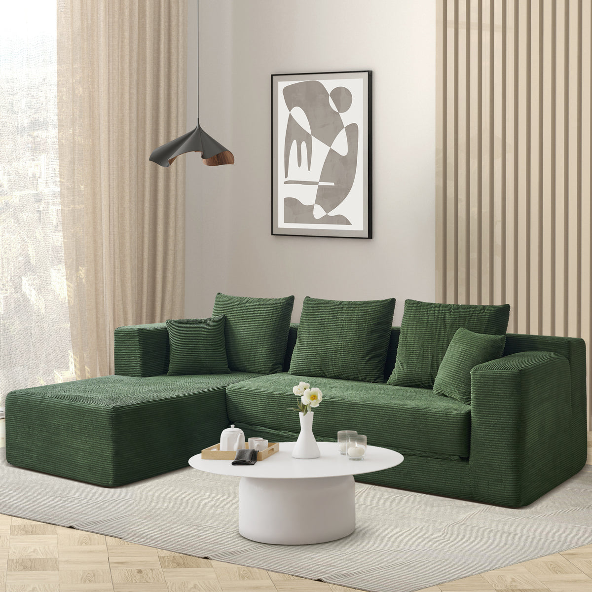 120-in Comfy Cloud Couch U Shaped Sectional Sofa Modular Sectional Sofa 5-Seater Comfy Cloud Couch with Movable Ottomans Chenille Sofa Sleeper Deep Seat Couches for Living Room With Two Ottomans