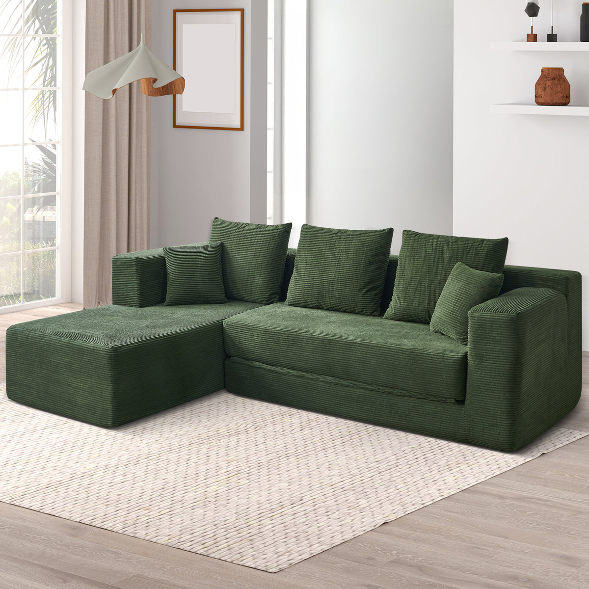 120-in Comfy Cloud Couch U Shaped Sectional Sofa Modular Sectional Sofa 5-Seater Comfy Cloud Couch with Movable Ottomans Chenille Sofa Sleeper Deep Seat Couches for Living Room With Two Ottomans