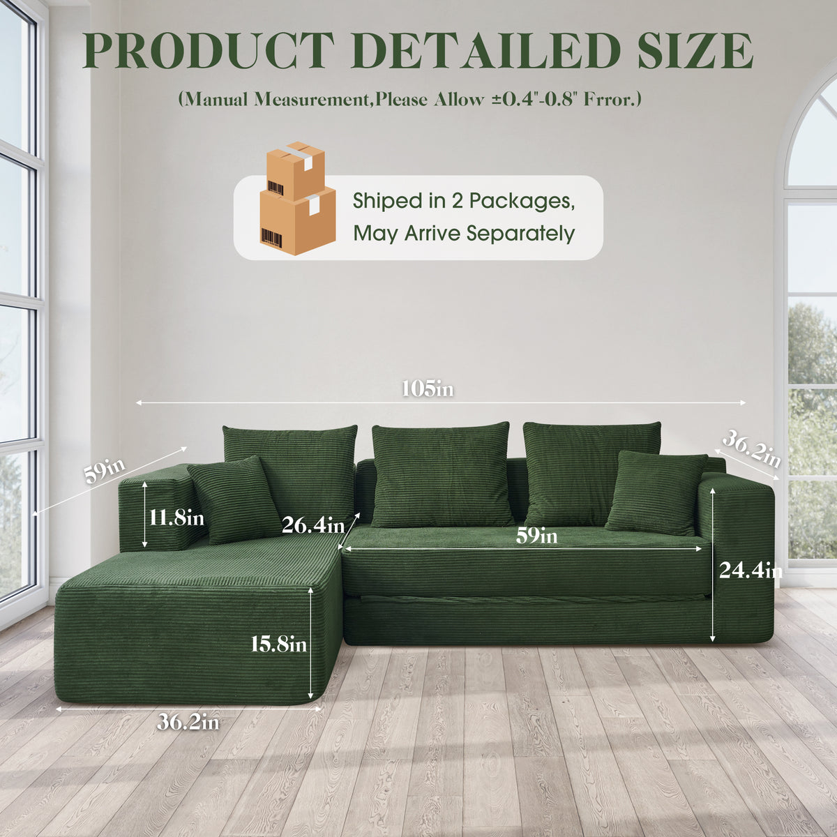 120-in Comfy Cloud Couch U Shaped Sectional Sofa Modular Sectional Sofa 5-Seater Comfy Cloud Couch with Movable Ottomans Chenille Sofa Sleeper Deep Seat Couches for Living Room With Two Ottomans