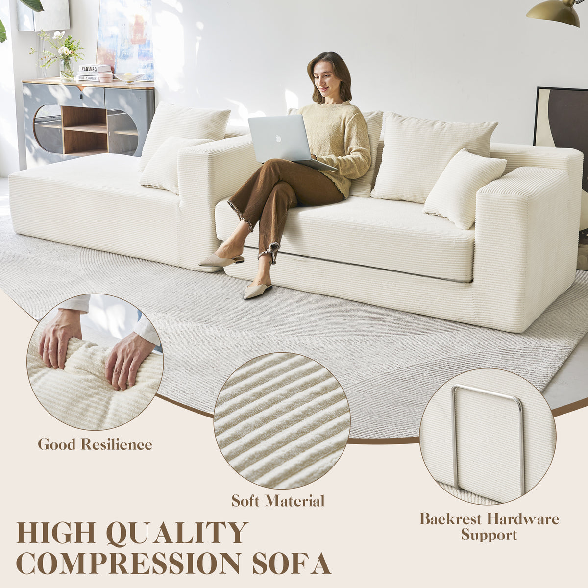 120-in Comfy Cloud Couch U Shaped Sectional Sofa Modular Sectional Sofa 5-Seater Comfy Cloud Couch with Movable Ottomans Chenille Sofa Sleeper Deep Seat Couches for Living Room With Two Ottomans