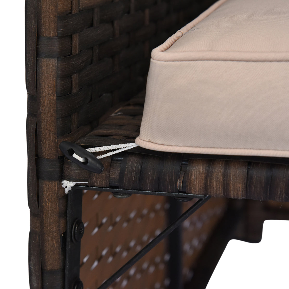 3-piece Acacia Wood and Metal outdoor Patio Sofa Set with White Cushions